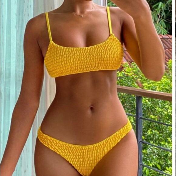 Zaful Other - Zaful Smocked Burnt Orange Bikini Top And Bottoms Bathing Suit Set Size Small